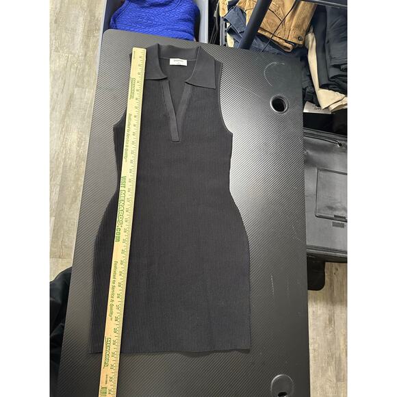 Babaton Ribbed Sculpt Knit Mini Dress Black Size Small BodyCon - Picture 5 of 11